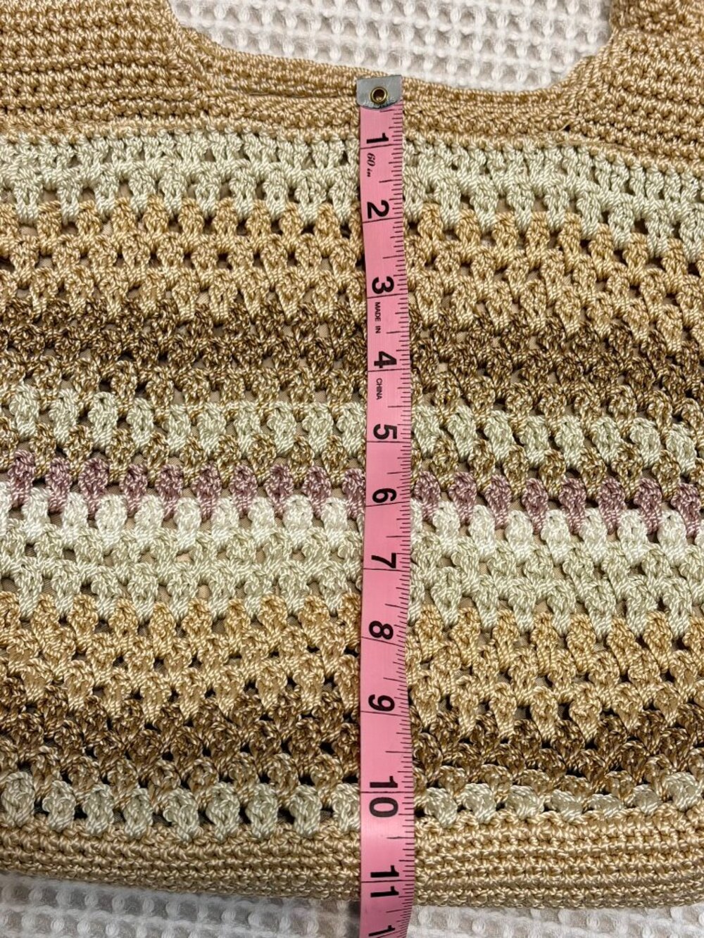 The Sak Metallic Neutrals Crochet Hobo Bag | Boho Knit Tote Bag - Picture 6 of 12
